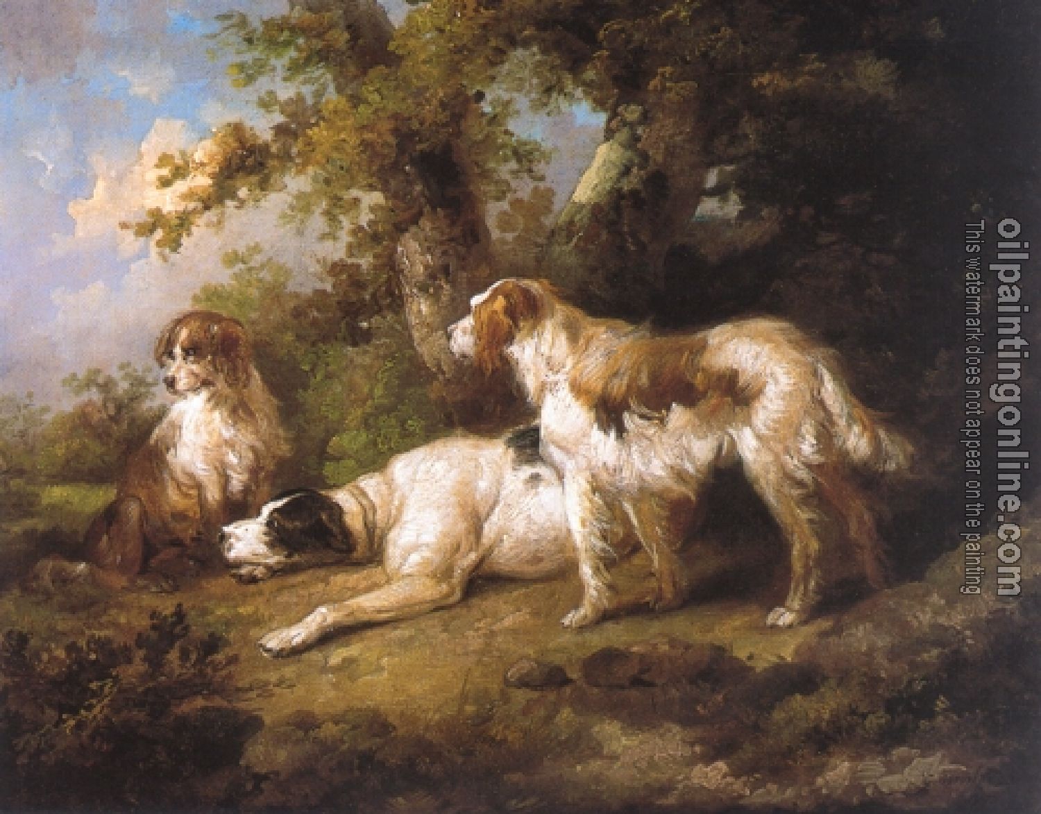 George Morland - Dogs In Landscape,Setters & Pointer